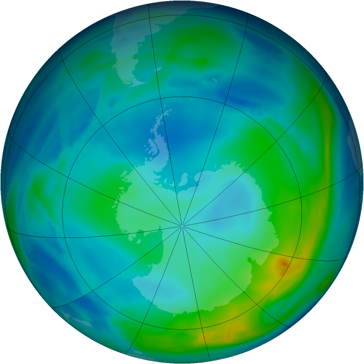 Antarctic ozone map for 22 May 2005